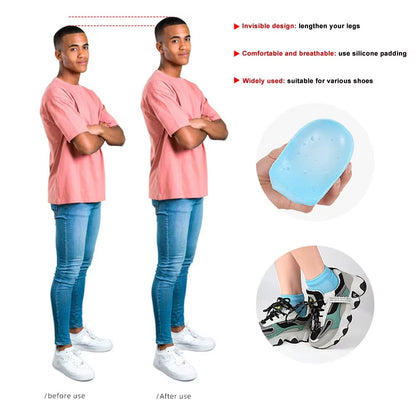 1Pair Height Max Socks, Height Max Insoles 3.5Cm, Invisible Shoe Lift Heel Pads, Half Height Increase Insoles for Women Men